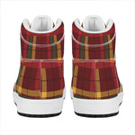 Red Green And Yellow Stewart Print High Top Leather Sneakers