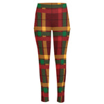 Red Green And Yellow Stewart Print High-Waisted Pocket Leggings