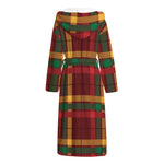 Red Green And Yellow Stewart Print Hooded Bathrobe