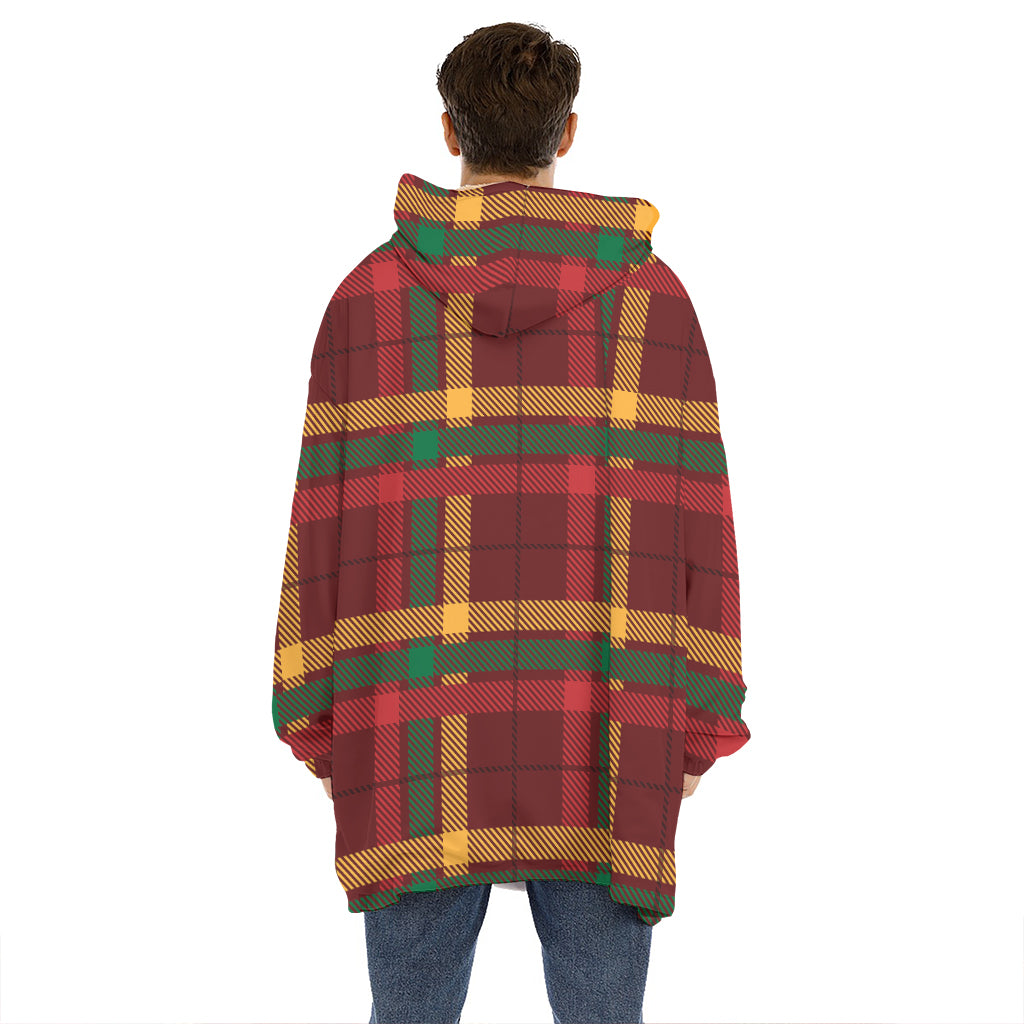 Red Green And Yellow Stewart Print Hoodie Blanket