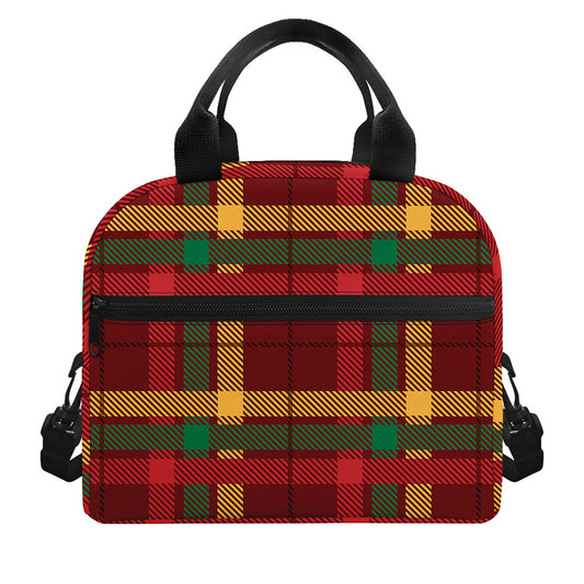 Red Green And Yellow Stewart Print Insulated Lunch Bag