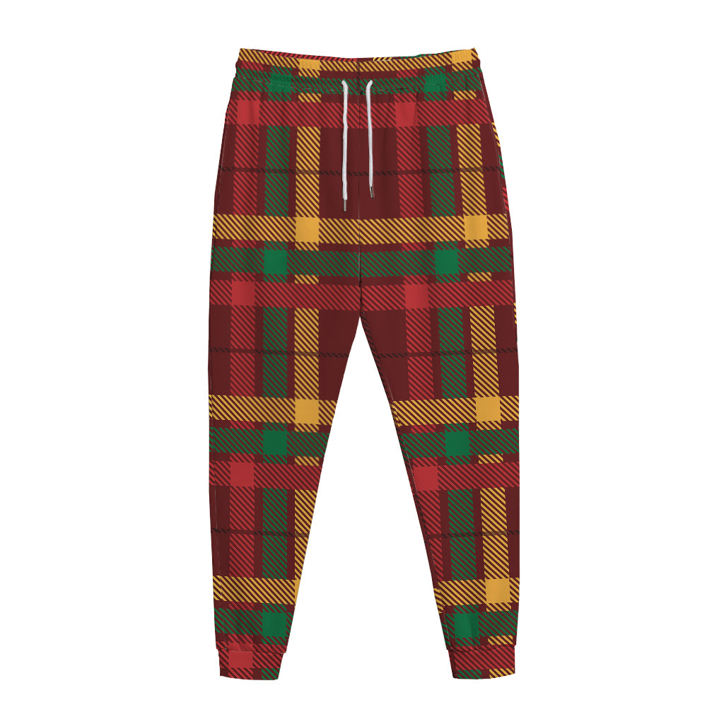 Red Green And Yellow Stewart Print Jogger Pants