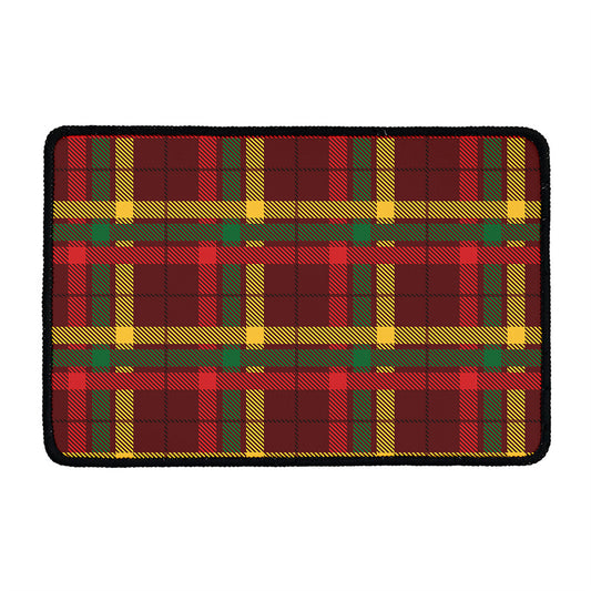 Red Green And Yellow Stewart Print Kitchen Mat
