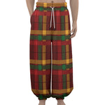 Red Green And Yellow Stewart Print Lantern Pants