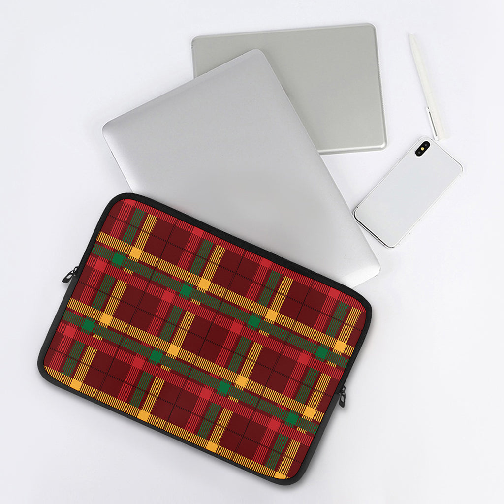 Red Green And Yellow Stewart Print Laptop Sleeve