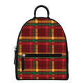 Red Green And Yellow Stewart Print Leather Backpack