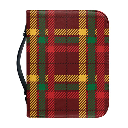 Red Green And Yellow Stewart Print Leather Bible Cover