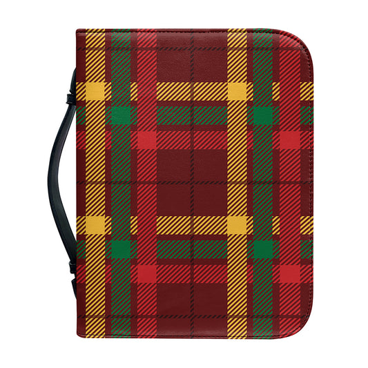 Red Green And Yellow Stewart Print Leather Bible Cover