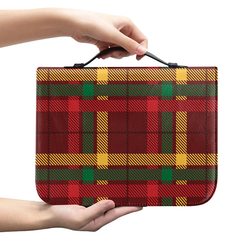 Red Green And Yellow Stewart Print Leather Bible Cover