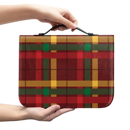 Red Green And Yellow Stewart Print Leather Bible Cover