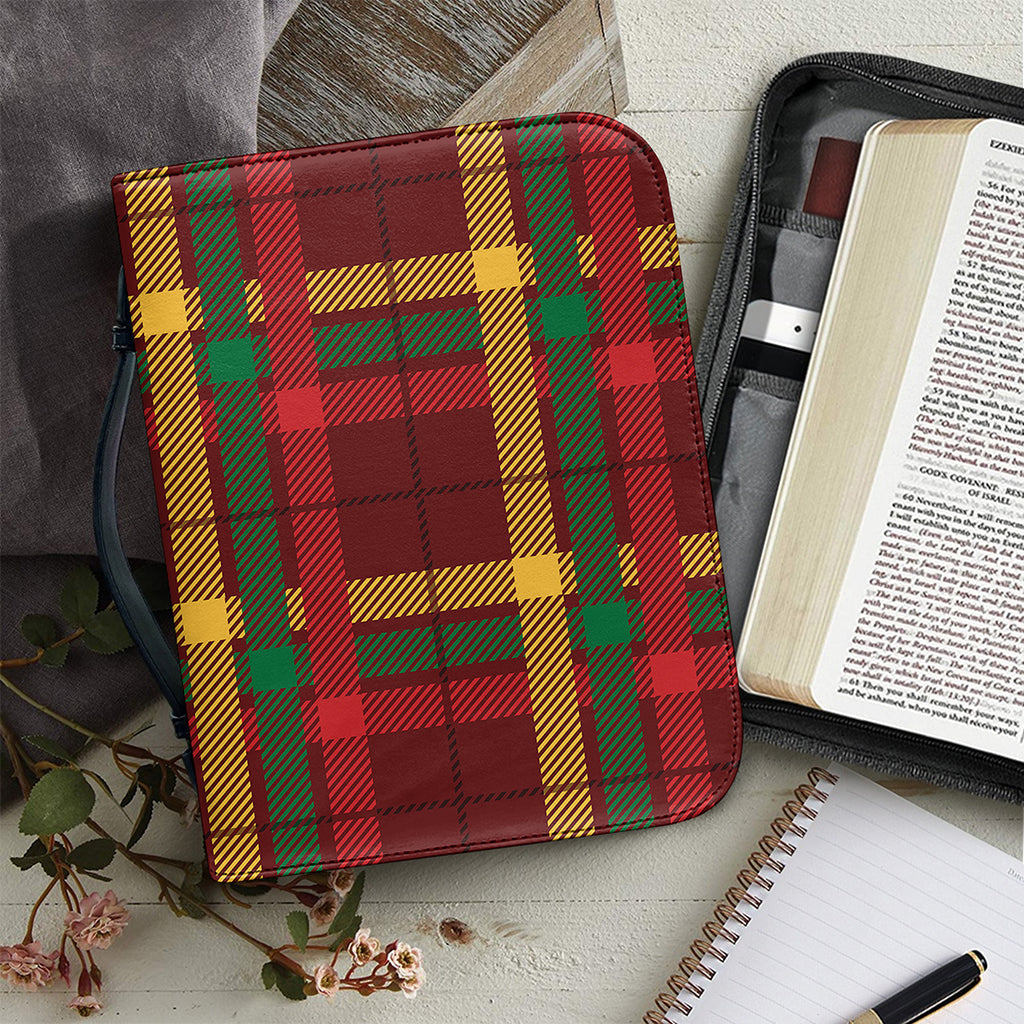 Red Green And Yellow Stewart Print Leather Bible Cover