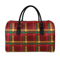 Red Green And Yellow Stewart Print Leather Duffel Bag
