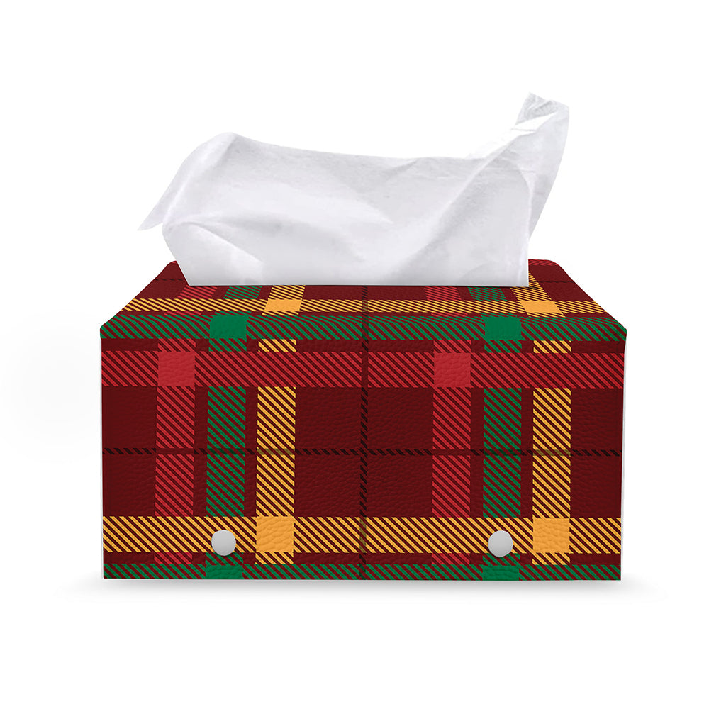 Red Green And Yellow Stewart Print Leather Tissue Box Cover