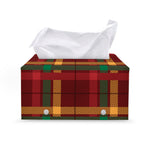 Red Green And Yellow Stewart Print Leather Tissue Box Cover