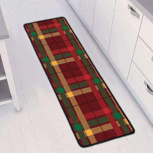 Red Green And Yellow Stewart Print Long Kitchen Mat