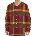 Red Green And Yellow Stewart Print Long Sleeve Baseball Jersey