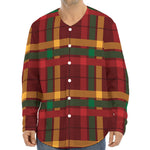 Red Green And Yellow Stewart Print Long Sleeve Baseball Jersey