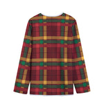 Red Green And Yellow Stewart Print Long Sleeve Short Coat