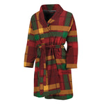 Red Green And Yellow Stewart Print Men's Bathrobe