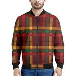 Red Green And Yellow Stewart Print Men's Bomber Jacket