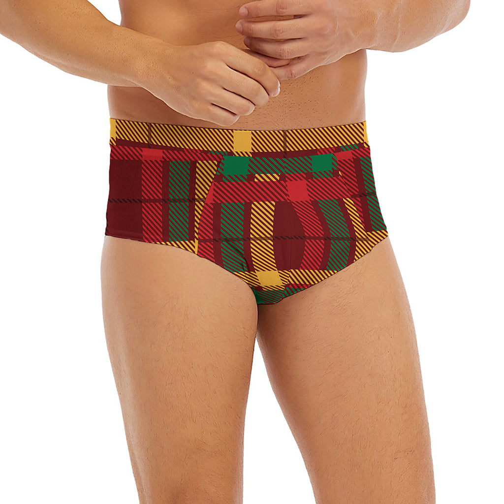 Red Green And Yellow Stewart Print Men's Briefs