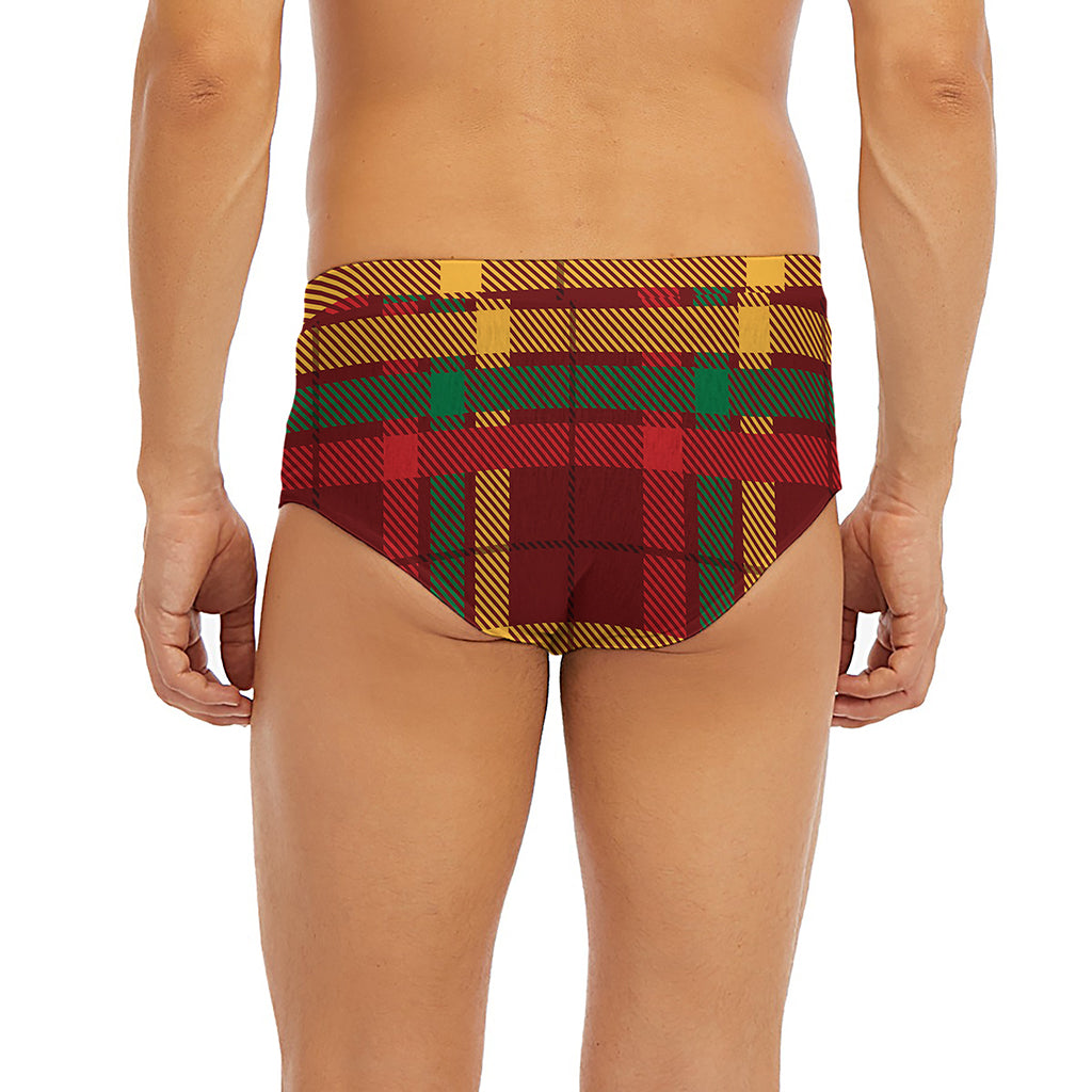 Red Green And Yellow Stewart Print Men's Briefs