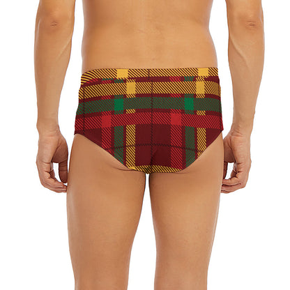 Red Green And Yellow Stewart Print Men's Briefs