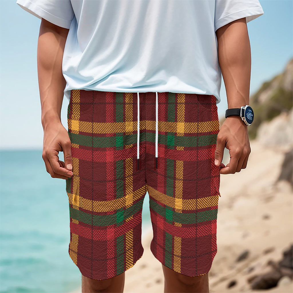Red Green And Yellow Stewart Print Men's Cargo Shorts