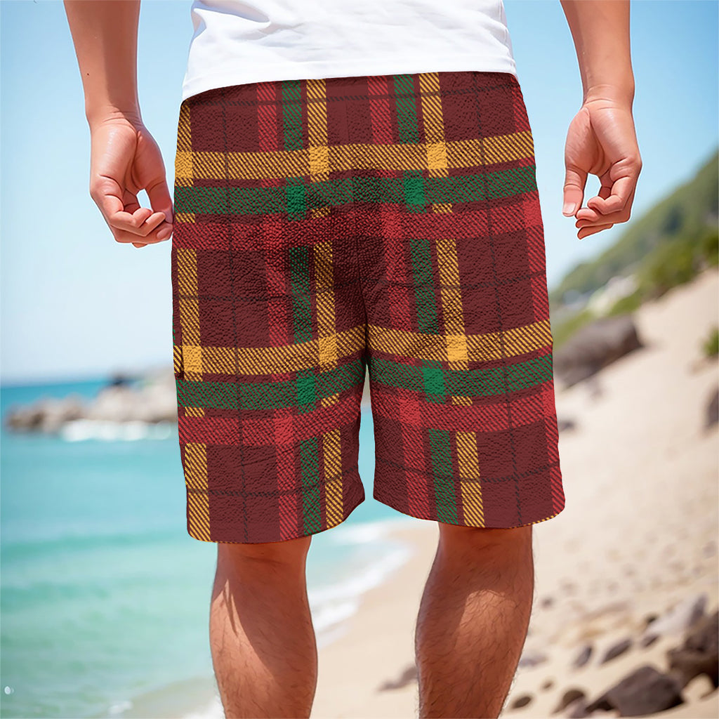 Red Green And Yellow Stewart Print Men's Cargo Shorts