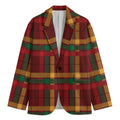 Red Green And Yellow Stewart Print Men's Cotton Blazer