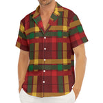 Red Green And Yellow Stewart Print Men's Deep V-Neck Shirt