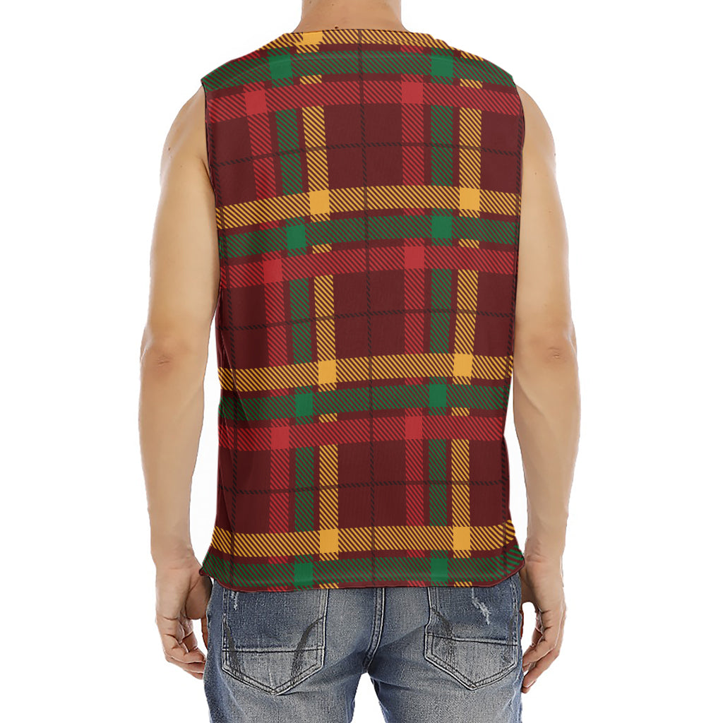 Red Green And Yellow Stewart Print Men's Fitness Tank Top