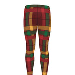 Red Green And Yellow Stewart Print Men's leggings