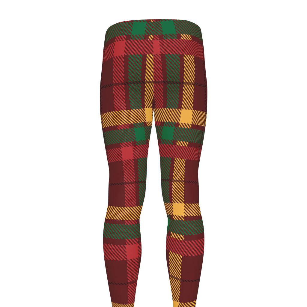 Red Green And Yellow Stewart Print Men's leggings