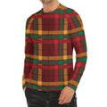 Red Green And Yellow Stewart Print Men's Long Sleeve Rash Guard