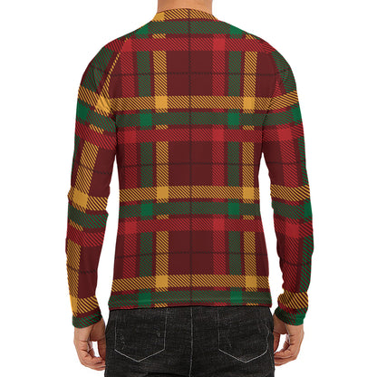 Red Green And Yellow Stewart Print Men's Long Sleeve Rash Guard