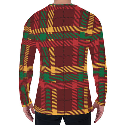 Red Green And Yellow Stewart Print Men's Long Sleeve T-Shirt