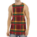 Red Green And Yellow Stewart Print Men's Muscle Tank Top