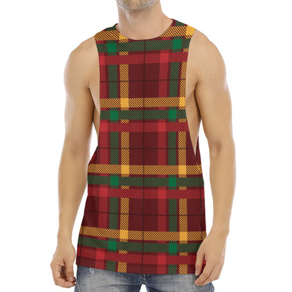 Red Green And Yellow Stewart Print Men's Muscle Tank Top