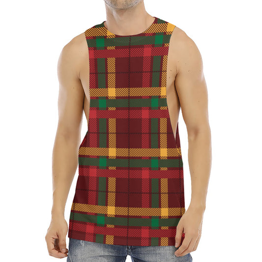 Red Green And Yellow Stewart Print Men's Muscle Tank Top