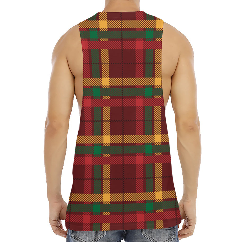 Red Green And Yellow Stewart Print Men's Muscle Tank Top