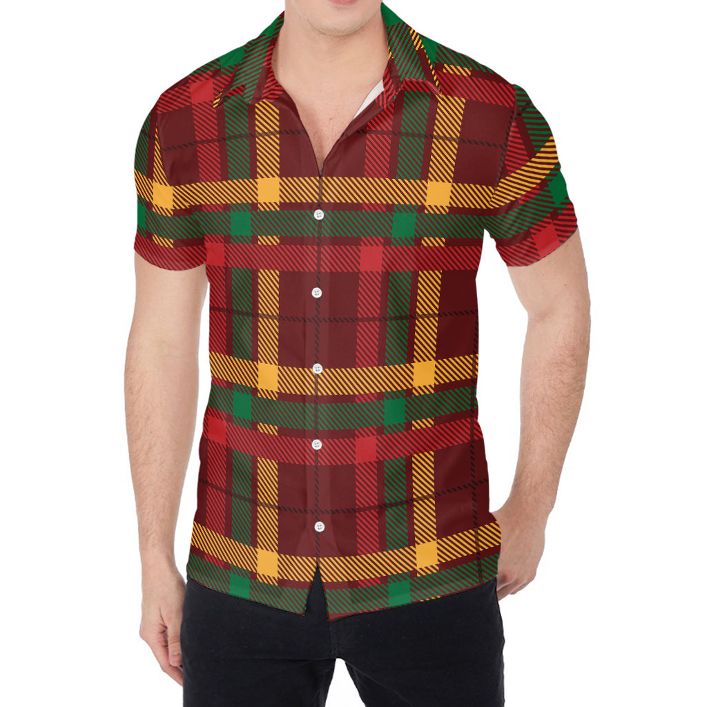 Red Green And Yellow Stewart Print Men's Shirt