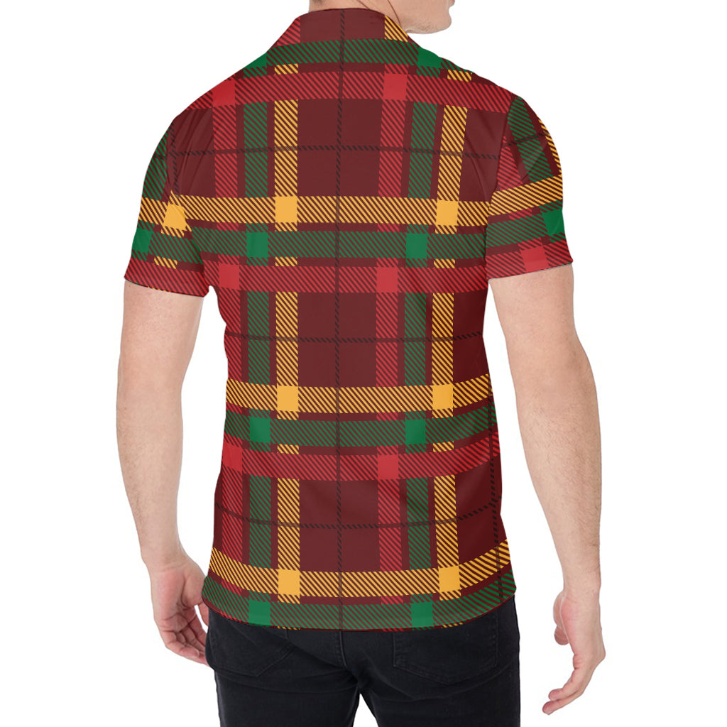 Red Green And Yellow Stewart Print Men's Shirt