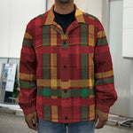 Red Green And Yellow Stewart Print Men's Shirt Jacket