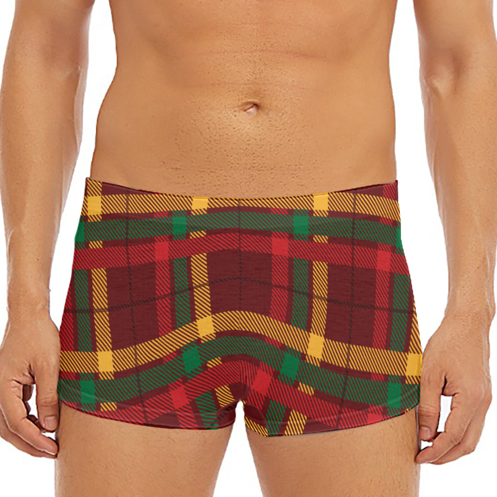Red Green And Yellow Stewart Print Men's Short Boxer Briefs