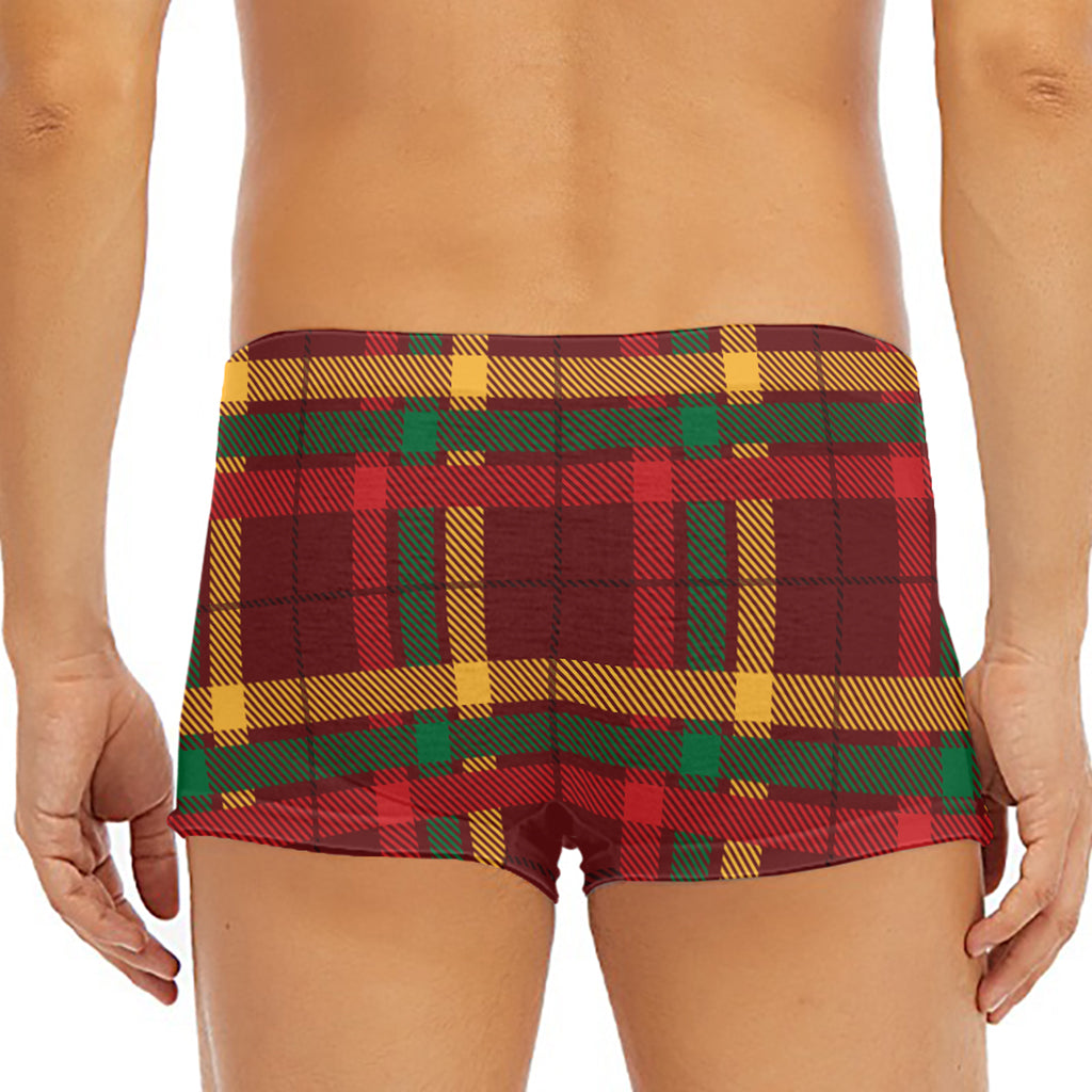 Red Green And Yellow Stewart Print Men's Short Boxer Briefs