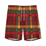 Red Green And Yellow Stewart Print Men's Sports Shorts