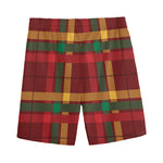 Red Green And Yellow Stewart Print Men's Sports Shorts