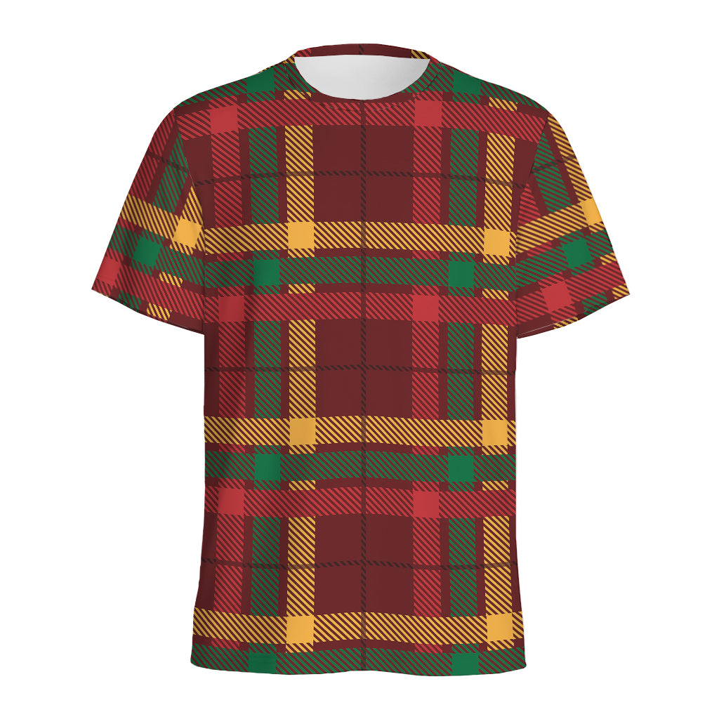 Red Green And Yellow Stewart Print Men's Sports T-Shirt