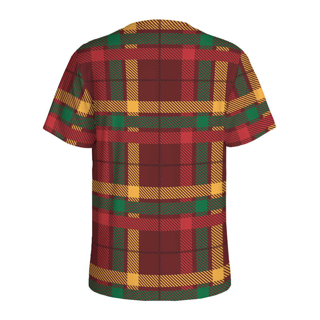Red Green And Yellow Stewart Print Men's Sports T-Shirt